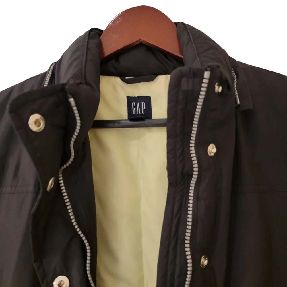 Gap Down Filled Coat Jacket Womens Small Black Vertical Puffer Coat Missing Hood - Picture 5 of 11